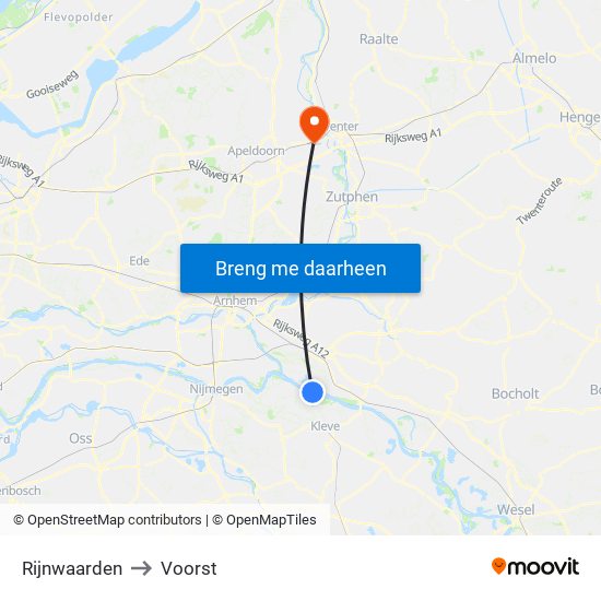 Rijnwaarden to Voorst map
