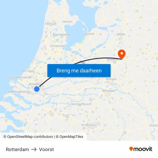 Rotterdam to Voorst map