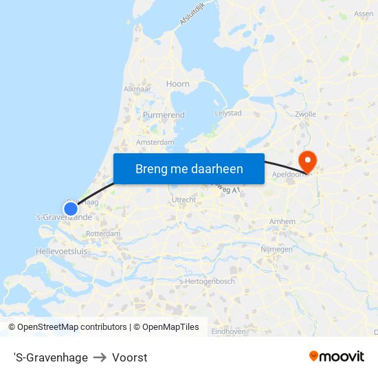 'S-Gravenhage to Voorst map