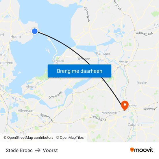 Stede Broec to Voorst map