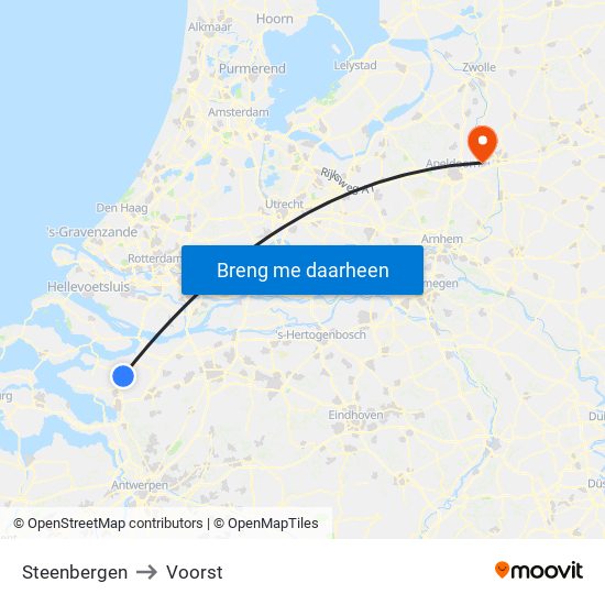 Steenbergen to Voorst map