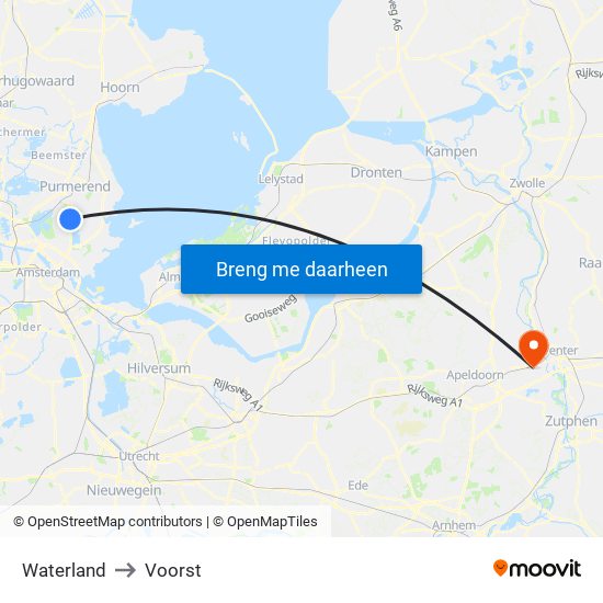 Waterland to Voorst map