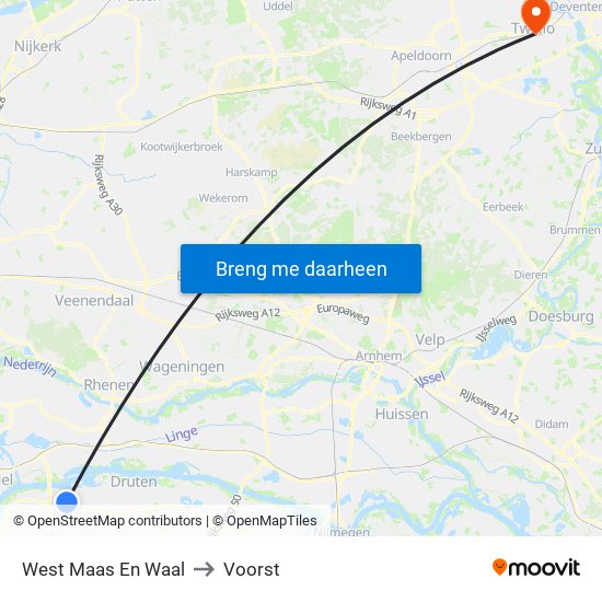 West Maas En Waal to Voorst map