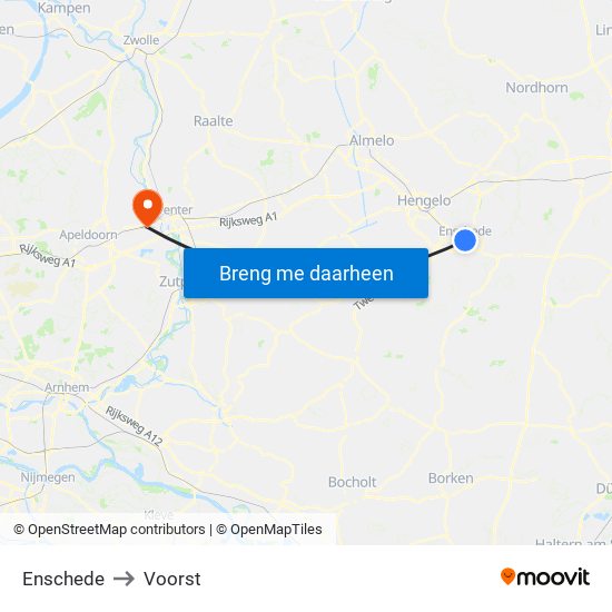 Enschede to Voorst map