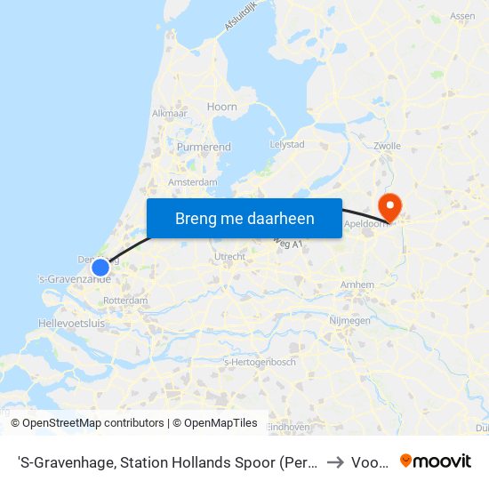 'S-Gravenhage, Station Hollands Spoor (Perron A) to Voorst map