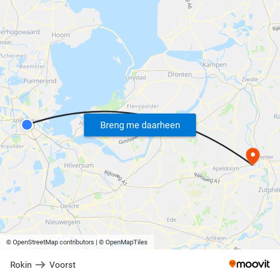 Rokin to Voorst map