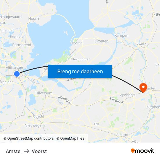 Amstel to Voorst map