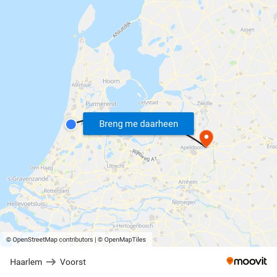 Haarlem to Voorst map
