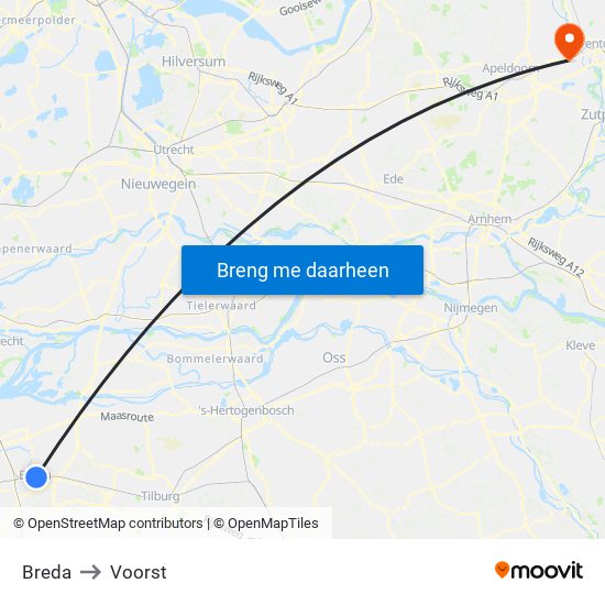 Breda to Voorst map