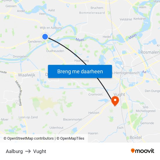 Aalburg to Vught map
