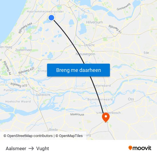 Aalsmeer to Vught map