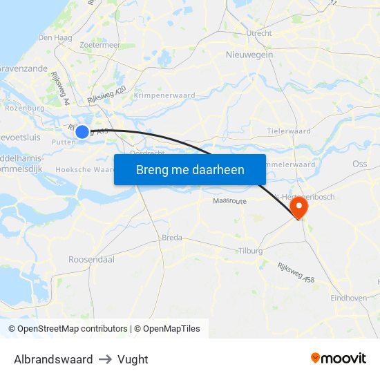 Albrandswaard to Vught map