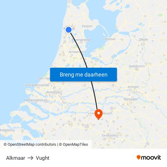 Alkmaar to Vught map