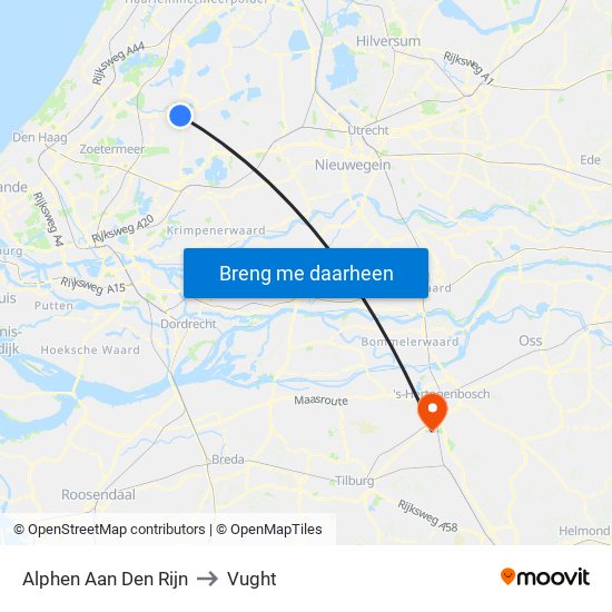 Alphen Aan Den Rijn to Vught map