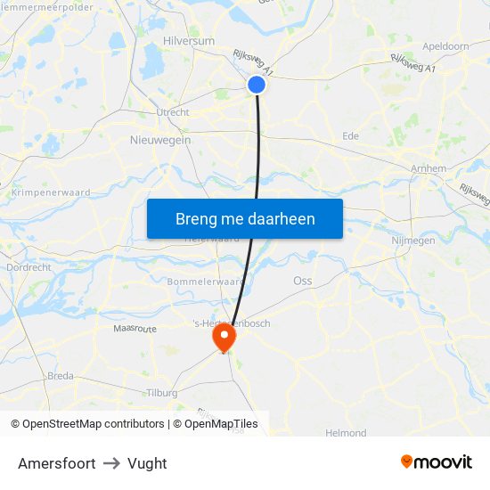 Amersfoort to Vught map