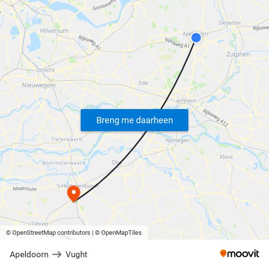 Apeldoorn to Vught map