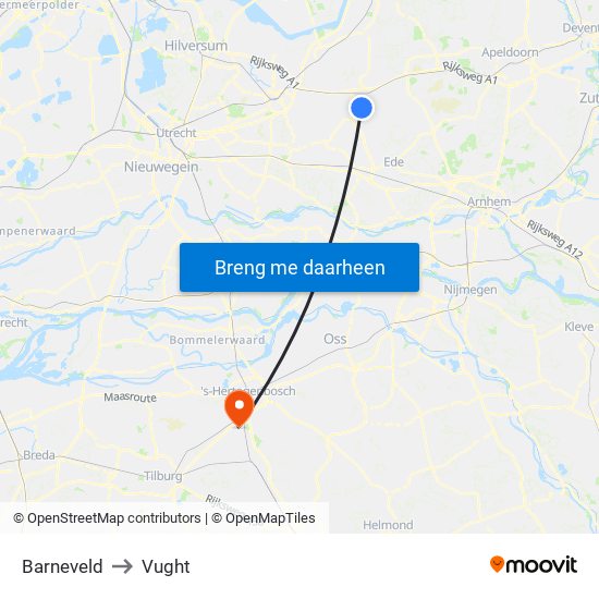 Barneveld to Vught map