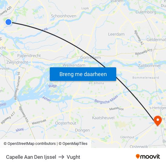 Capelle Aan Den Ijssel to Vught map