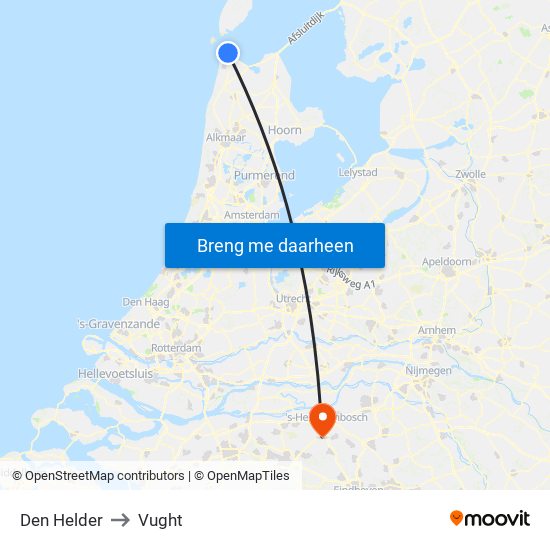 Den Helder to Vught map