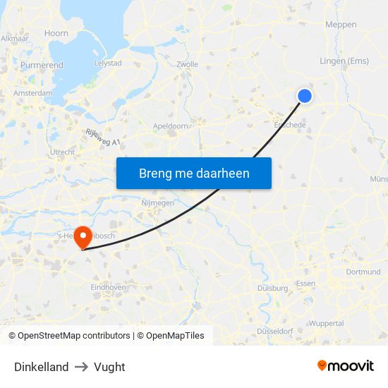 Dinkelland to Vught map