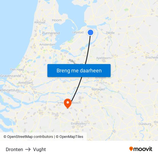 Dronten to Vught map