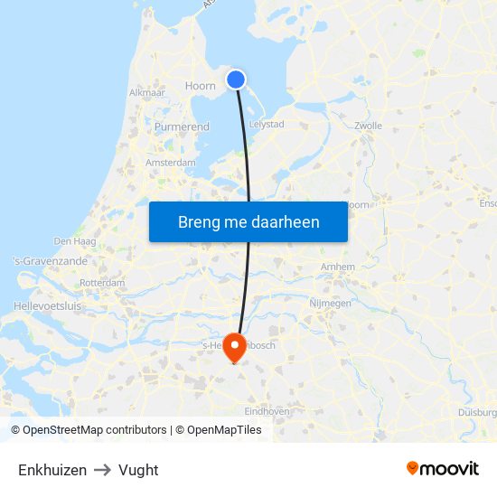 Enkhuizen to Vught map