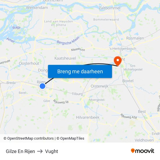 Gilze En Rijen to Vught map