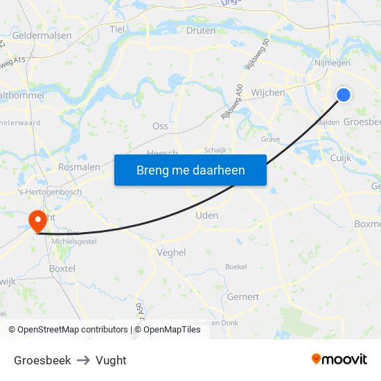 Groesbeek to Vught map