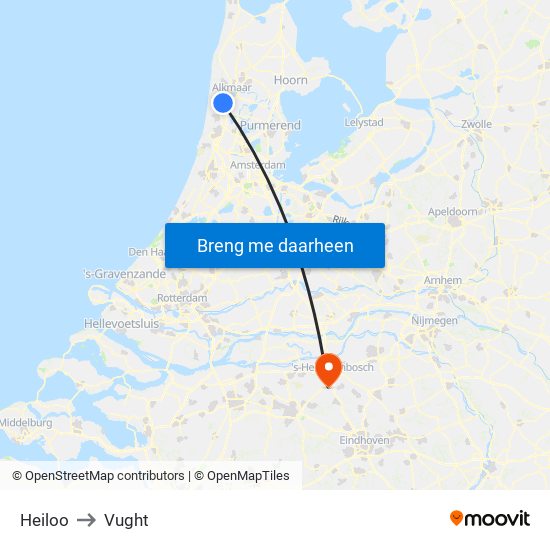 Heiloo to Vught map