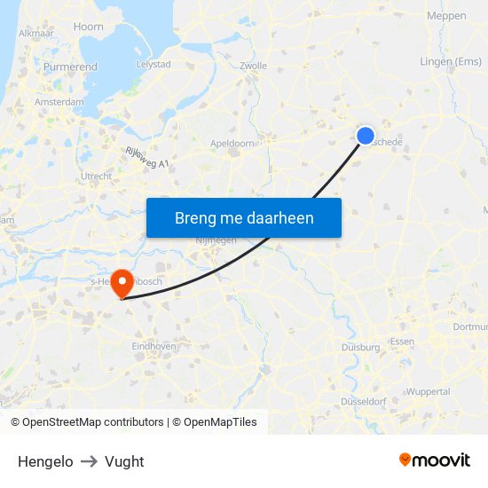Hengelo to Vught map