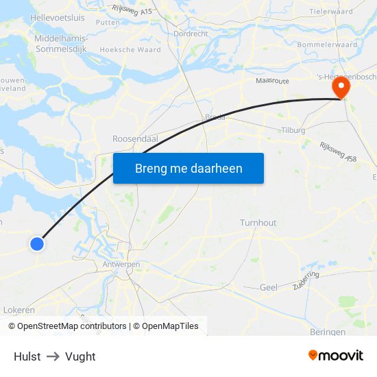 Hulst to Vught map