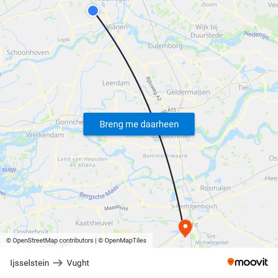 Ijsselstein to Vught map