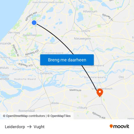 Leiderdorp to Vught map