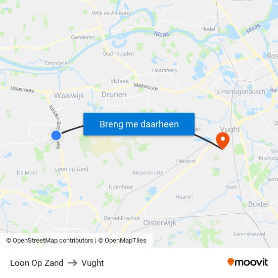 Loon Op Zand to Vught map