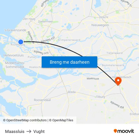 Maassluis to Vught map