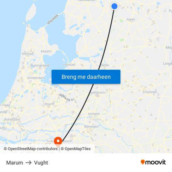 Marum to Vught map