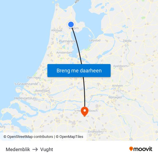 Medemblik to Vught map