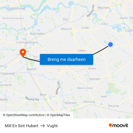 Mill En Sint Hubert to Vught map