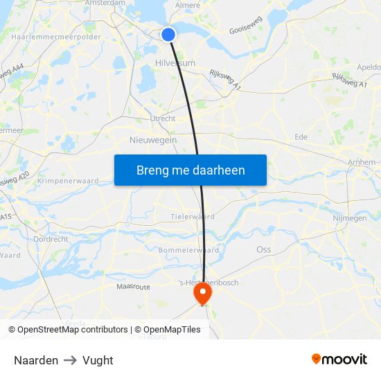 Naarden to Vught map