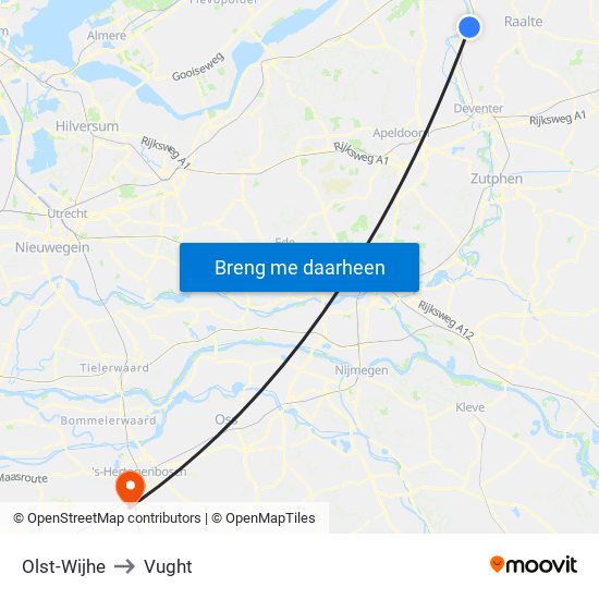 Olst-Wijhe to Vught map