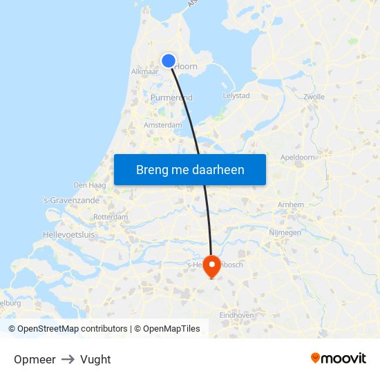 Opmeer to Vught map