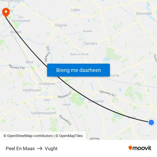 Peel En Maas to Vught map