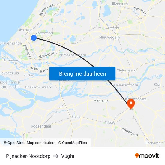 Pijnacker-Nootdorp to Vught map