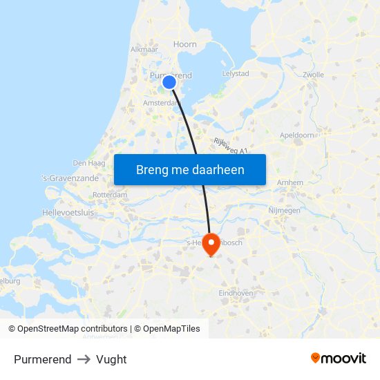 Purmerend to Vught map