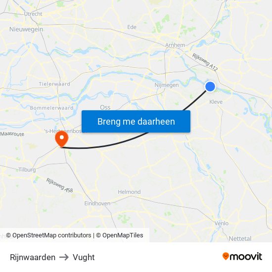 Rijnwaarden to Vught map
