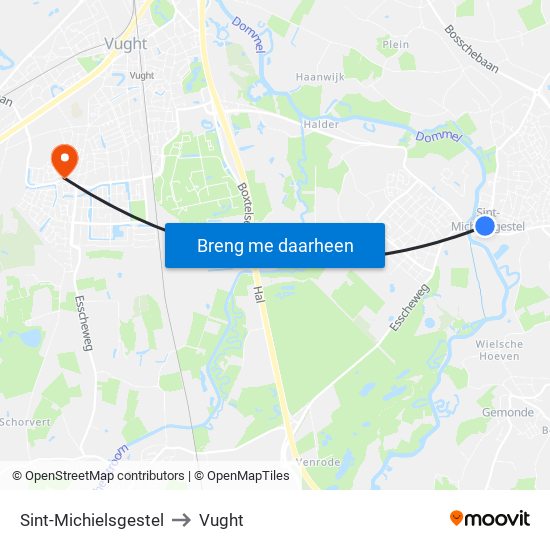 Sint-Michielsgestel to Vught map