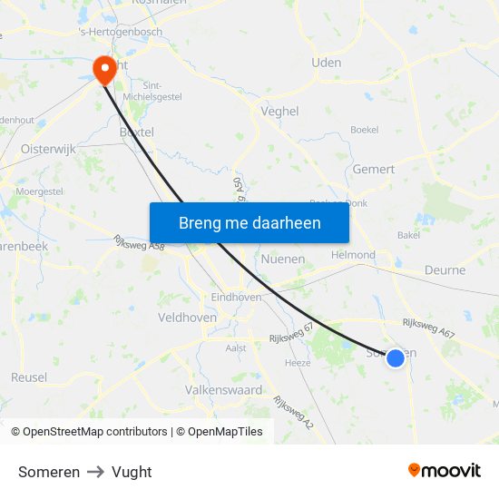 Someren to Vught map