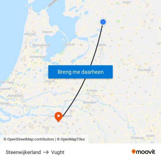 Steenwijkerland to Vught map