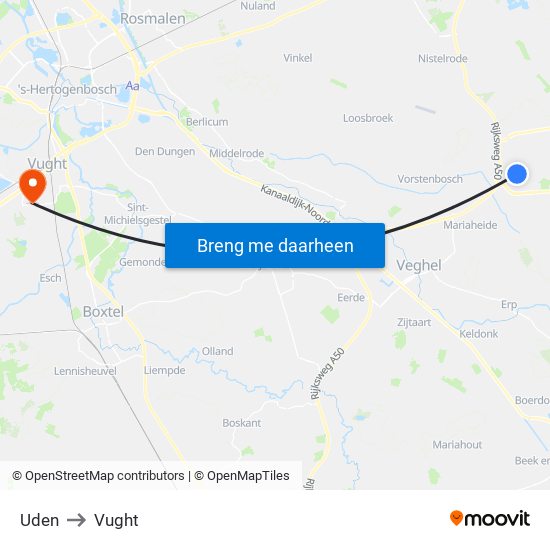 Uden to Vught map
