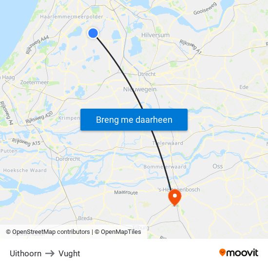 Uithoorn to Vught map
